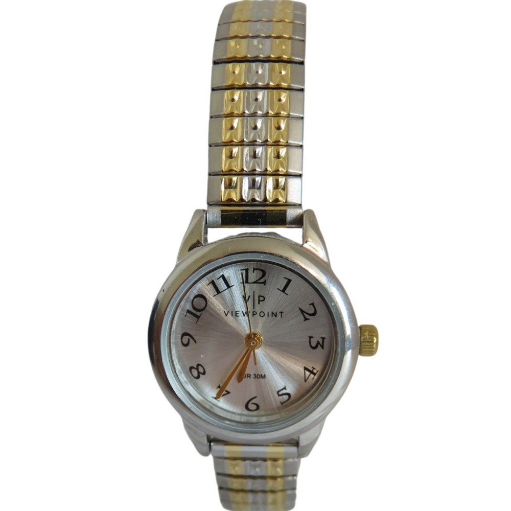 Viewpoint by Timex Womens Two Tone Expansion Band Watch Silver Gold
